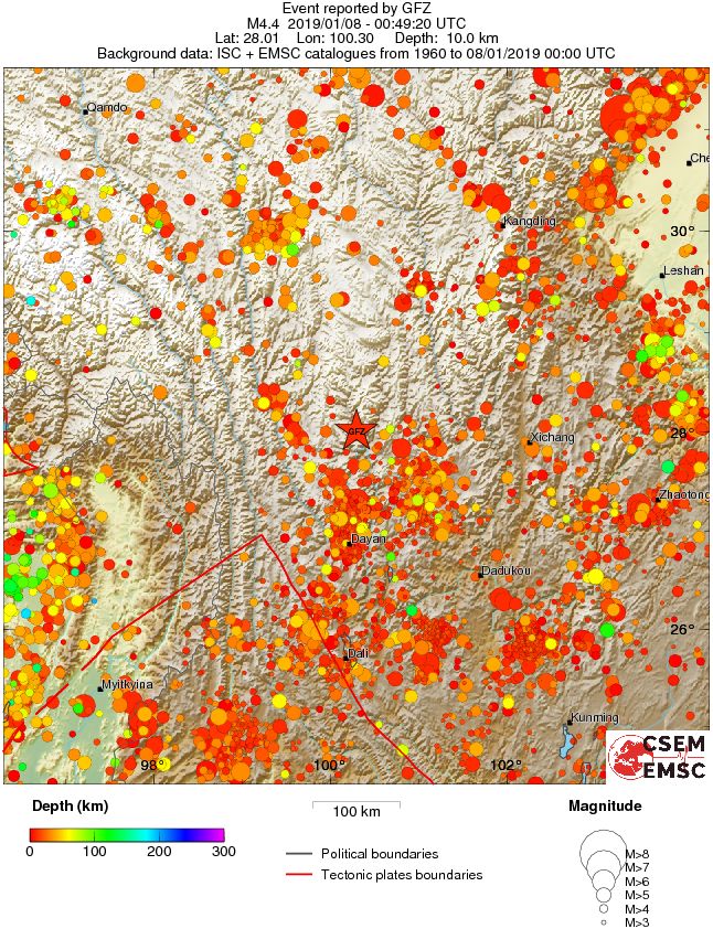 regional depth historical seismicity