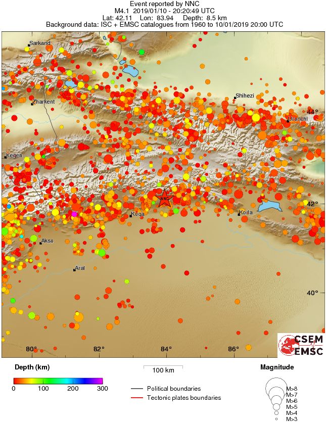 regional depth historical seismicity