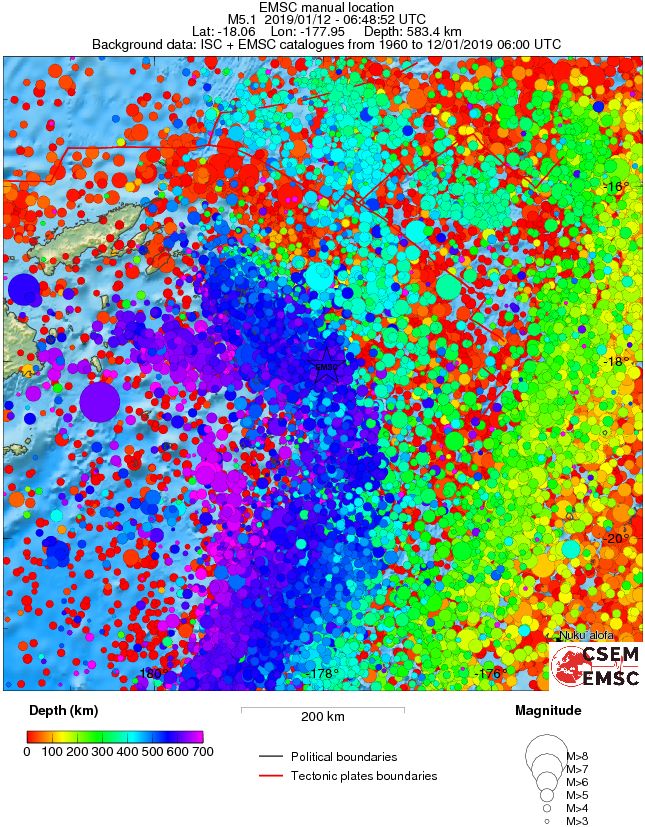 regional depth historical seismicity