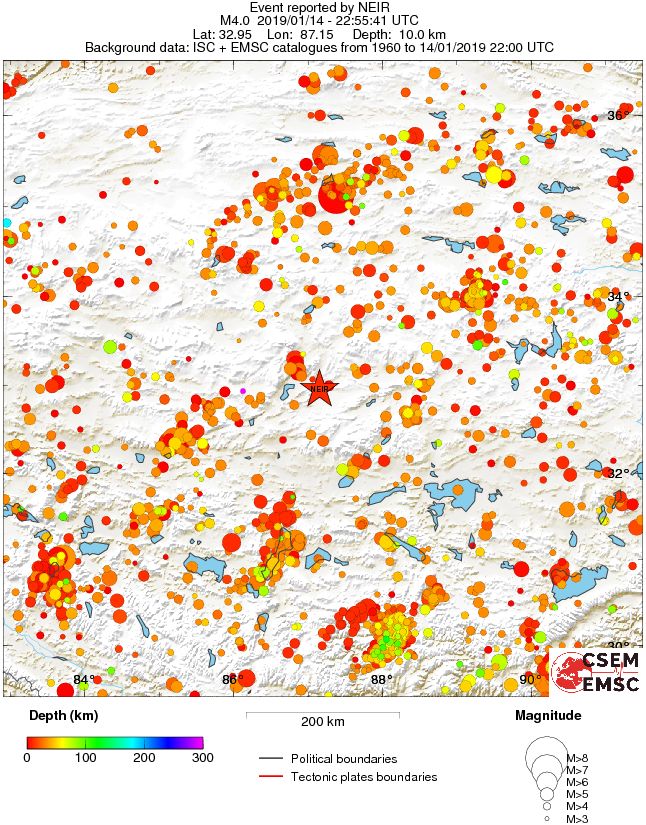 regional depth historical seismicity