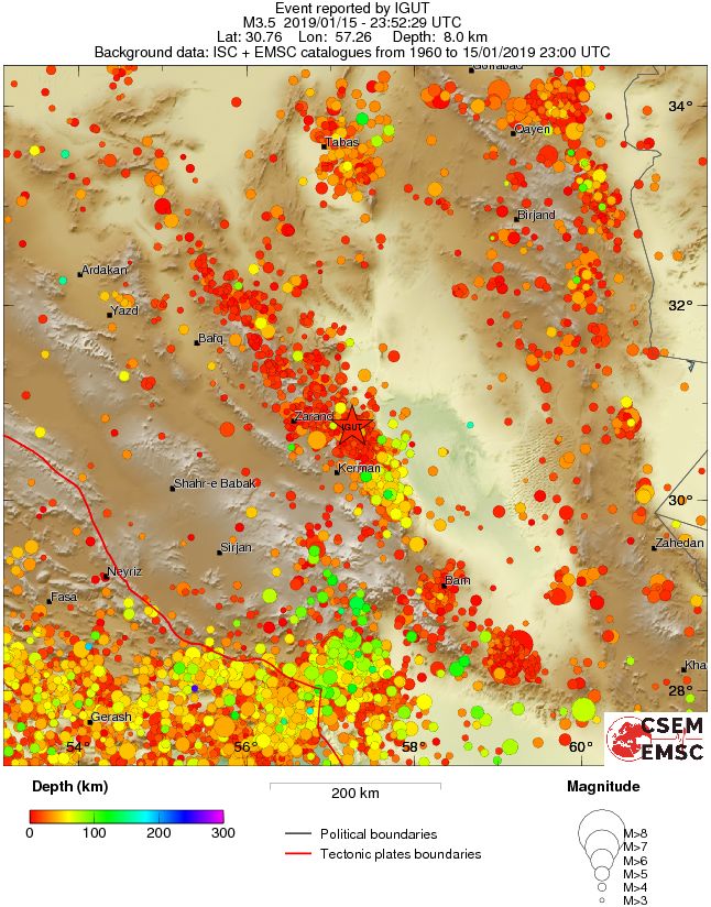 regional depth historical seismicity