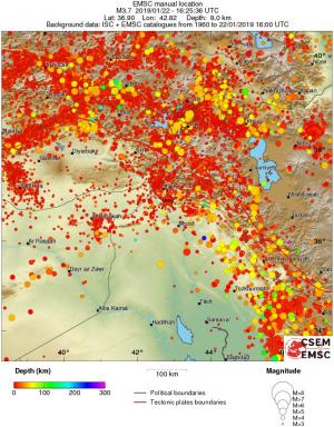 regional depth historical seismicity