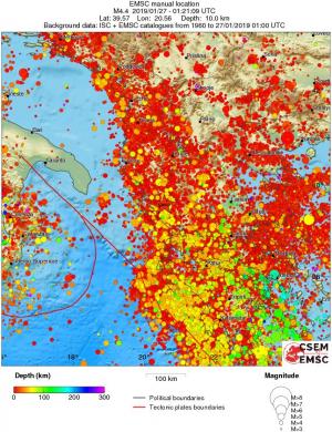 regional depth historical seismicity