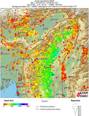 regional depth historical seismicity