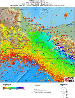 regional depth historical seismicity