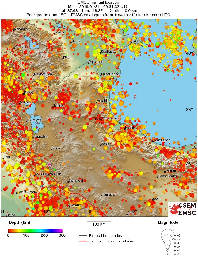 regional depth historical seismicity