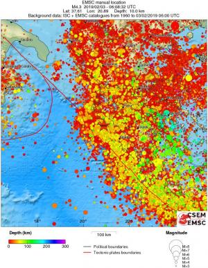 regional depth historical seismicity