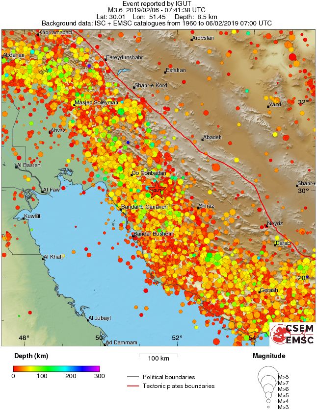 regional depth historical seismicity