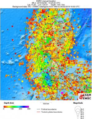 regional depth historical seismicity