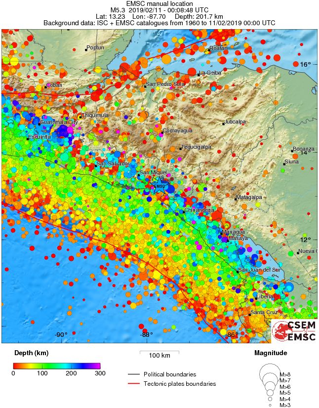 regional depth historical seismicity