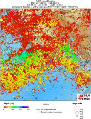 regional depth historical seismicity