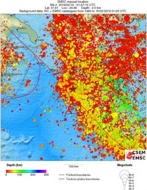 regional depth historical seismicity