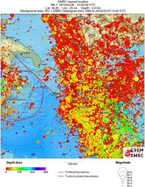 regional depth historical seismicity