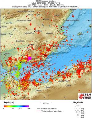 regional depth historical seismicity