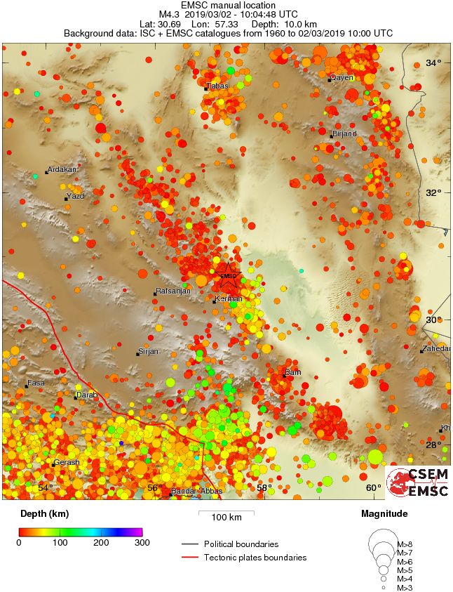 regional depth historical seismicity