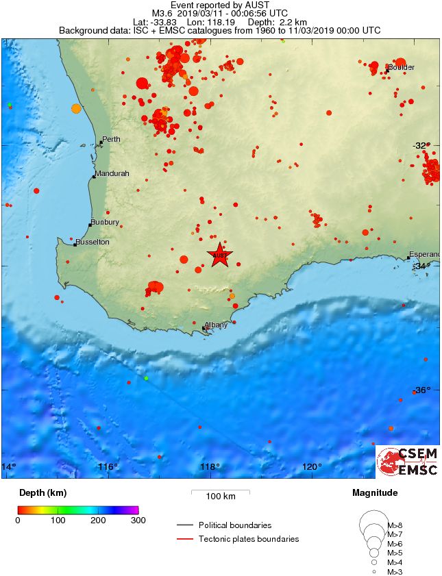 regional depth historical seismicity