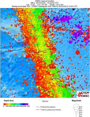 regional depth historical seismicity