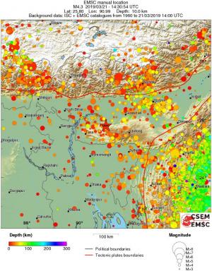 regional depth historical seismicity