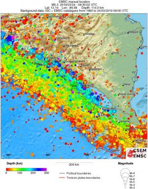 regional depth historical seismicity