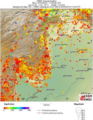 regional depth historical seismicity
