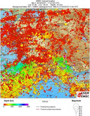 regional depth historical seismicity