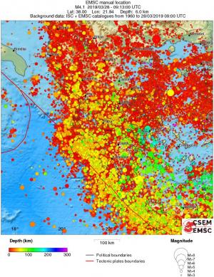 regional depth historical seismicity