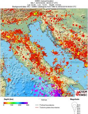 regional depth historical seismicity