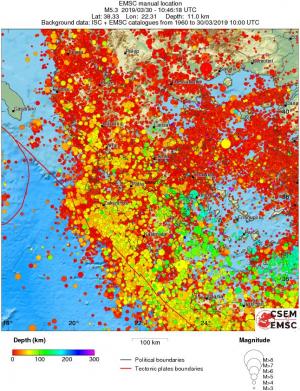 regional depth historical seismicity