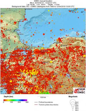 regional depth historical seismicity