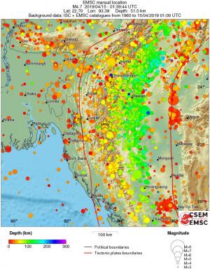regional depth historical seismicity