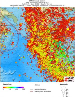 regional depth historical seismicity