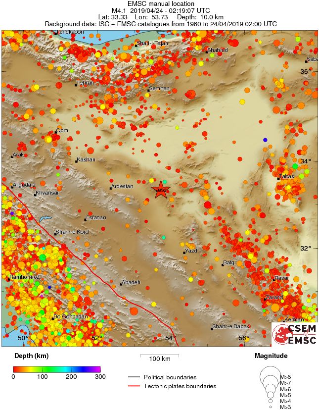 regional depth historical seismicity