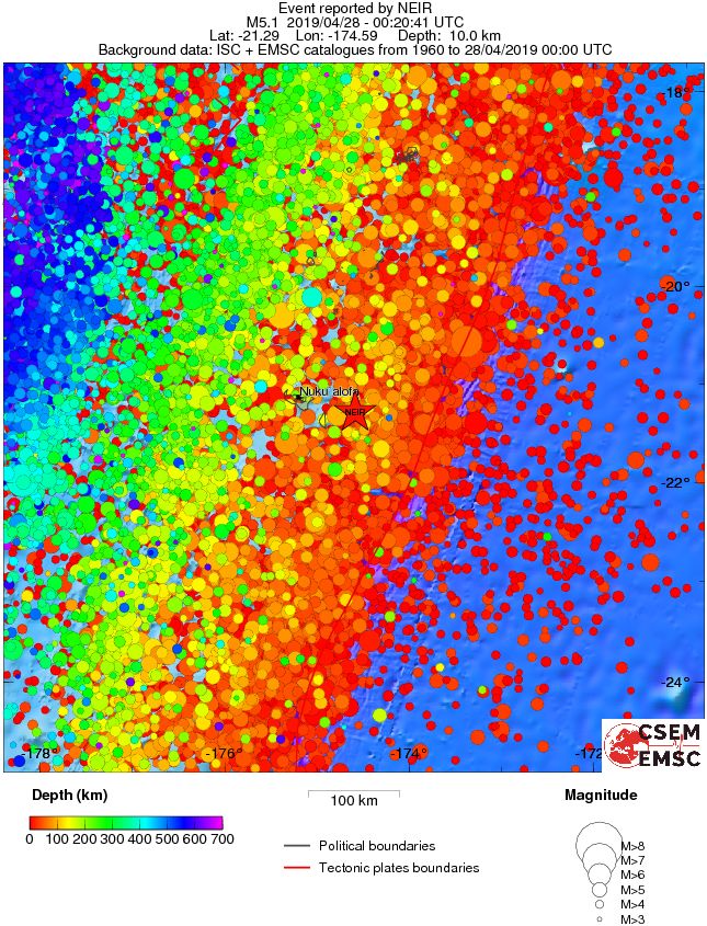 regional depth historical seismicity