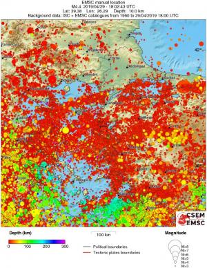 regional depth historical seismicity
