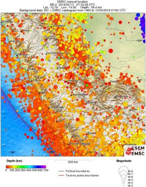 regional depth historical seismicity