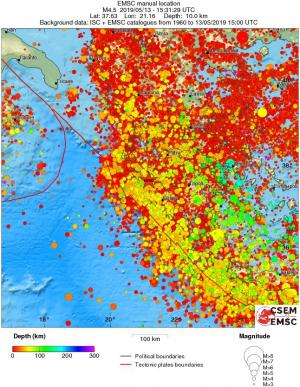 regional depth historical seismicity