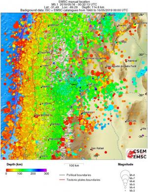 regional depth historical seismicity