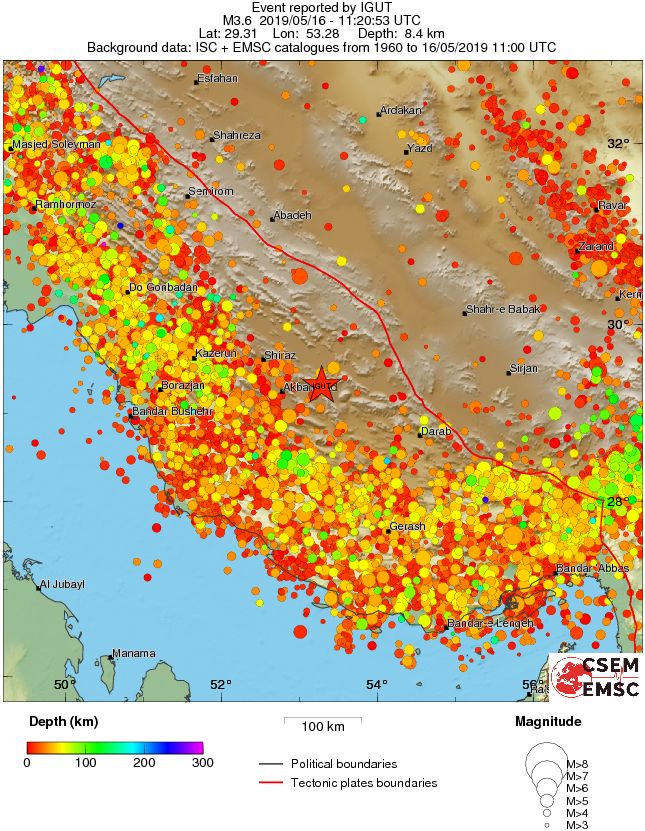 regional depth historical seismicity