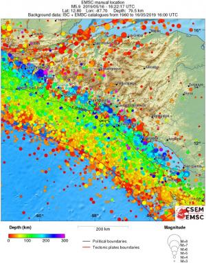 regional depth historical seismicity