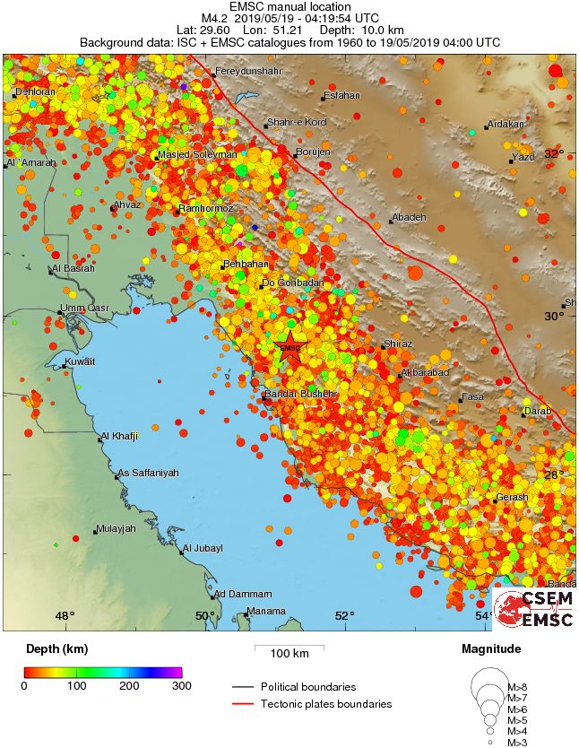 regional depth historical seismicity