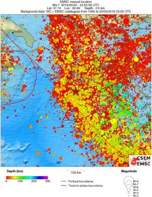 regional depth historical seismicity