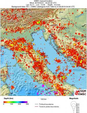 regional depth historical seismicity