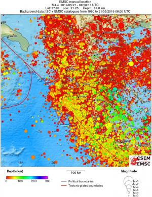regional depth historical seismicity