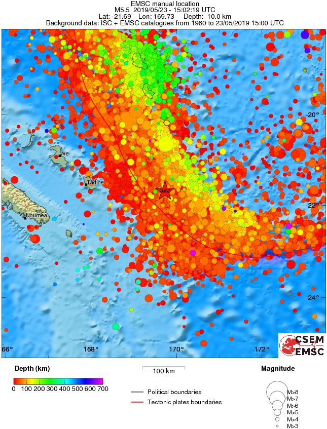 regional depth historical seismicity