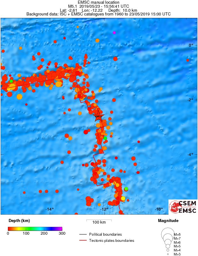 regional depth historical seismicity