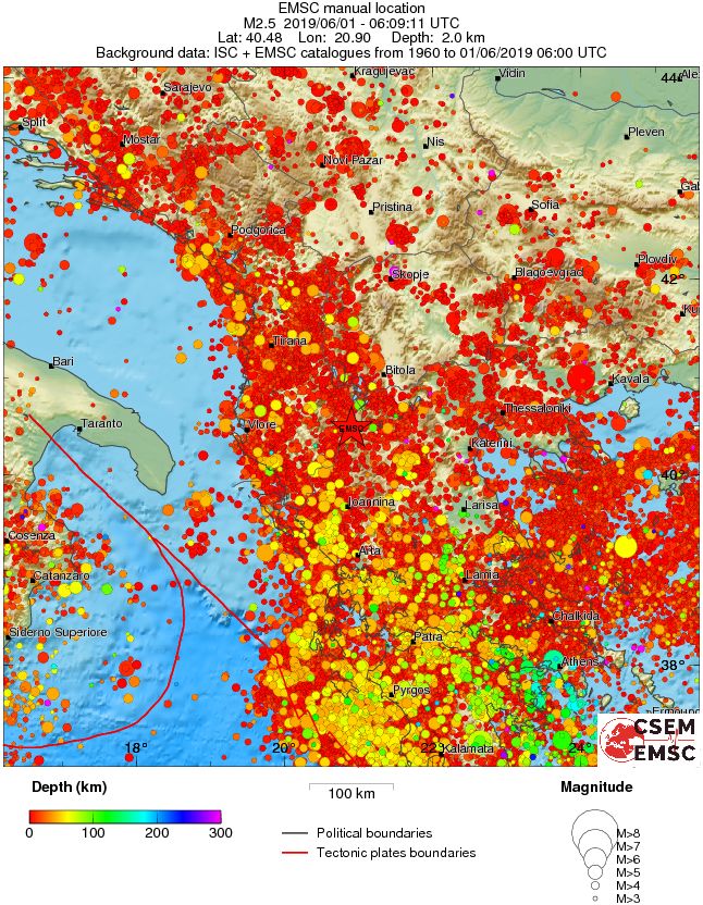 regional depth historical seismicity