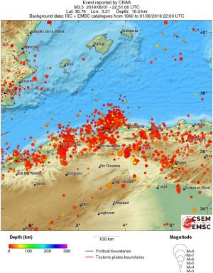 regional depth historical seismicity