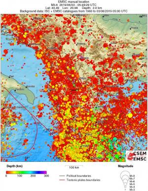 regional depth historical seismicity