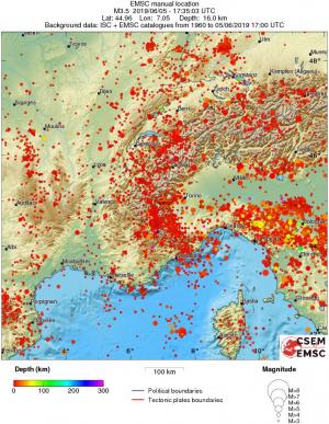 regional depth historical seismicity