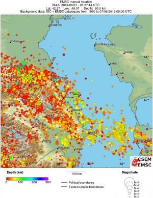 regional depth historical seismicity